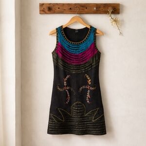 Chic Black Mini Dress with Elegant Embroidery